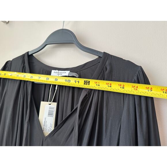$465 Ramy Brook Rosey Dress Womens Size S Black Mini Long Sleeve V Neck New - Picture 4 of 9